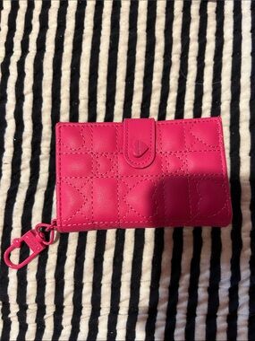 Betsey Johnson Hot Pink Quilted Heart Wallet with Key Clip